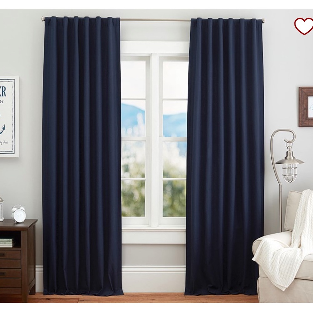 Pottery Barn Kids Cotton Canvas Blackout Curtain Panels (two panels). Navy color